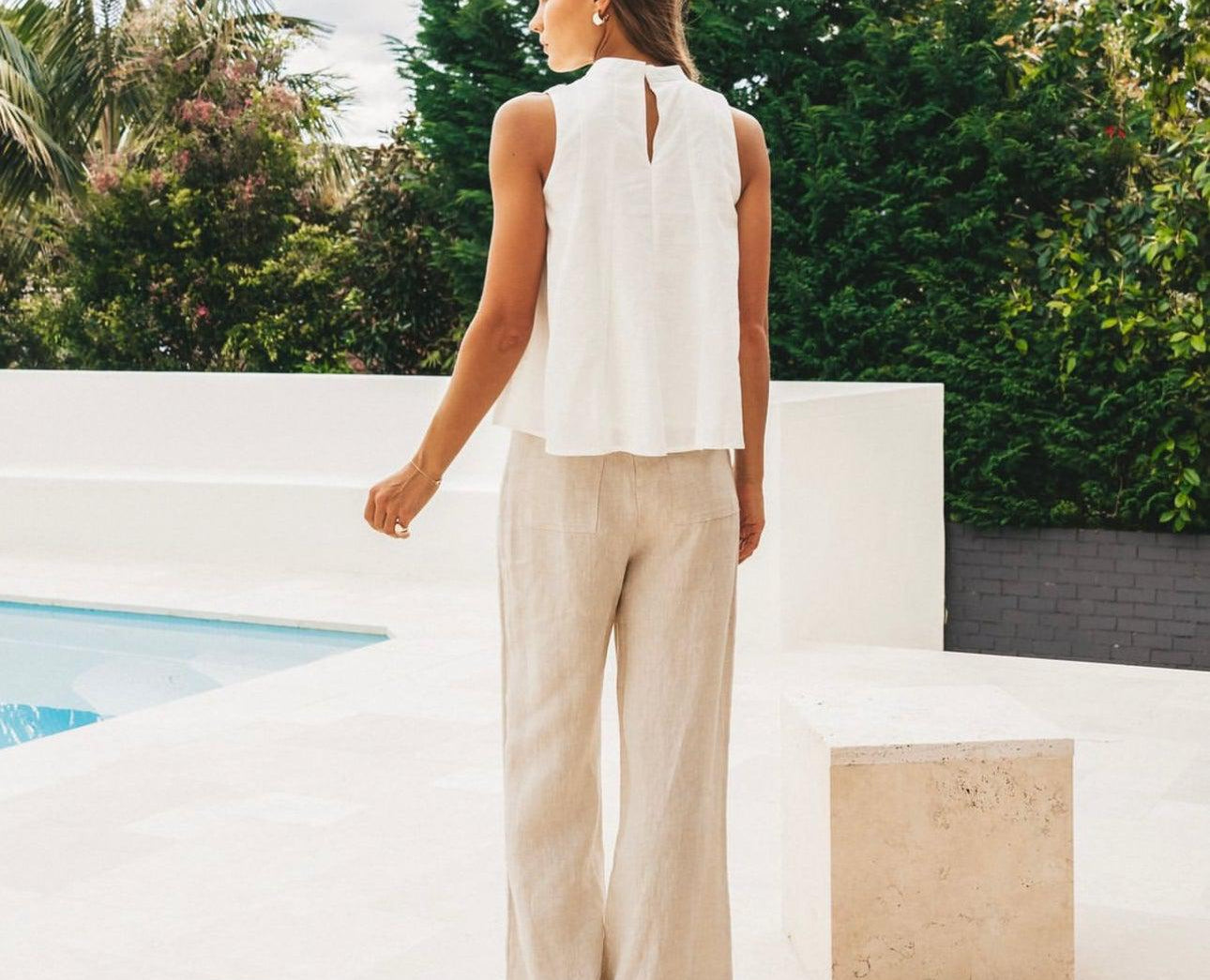 Linen Pant - Oatmeal-White Closet-Lot 39 Store & Cafe