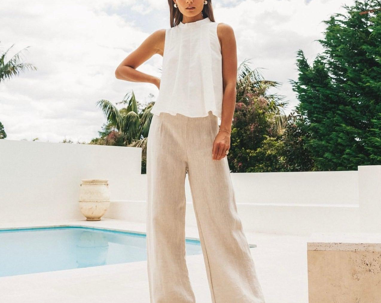 Linen Pant - Oatmeal-White Closet-Lot 39 Store & Cafe