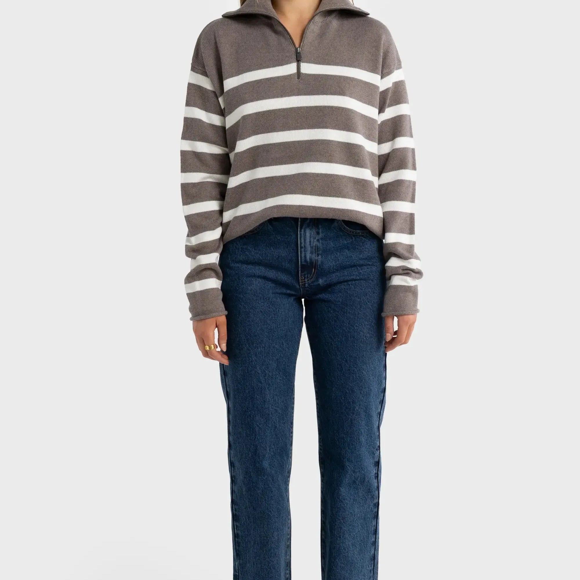 Astrid Knit Quarter Zip - Espresso-ORTC-Lot 39 Store & Cafe