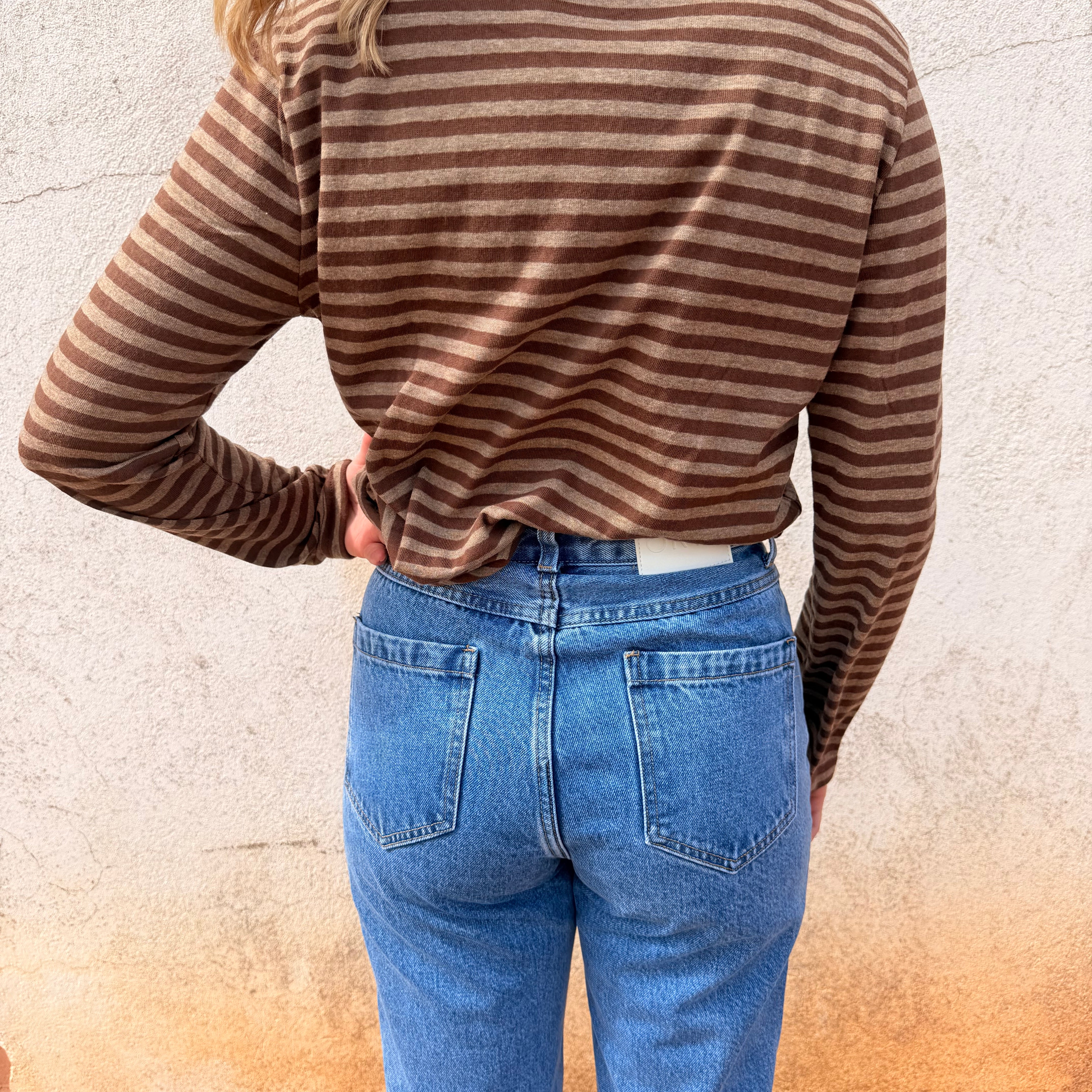 Athena Stripe Long Sleeve - Chocolate-Little Lies-Lot 39 Store & Cafe