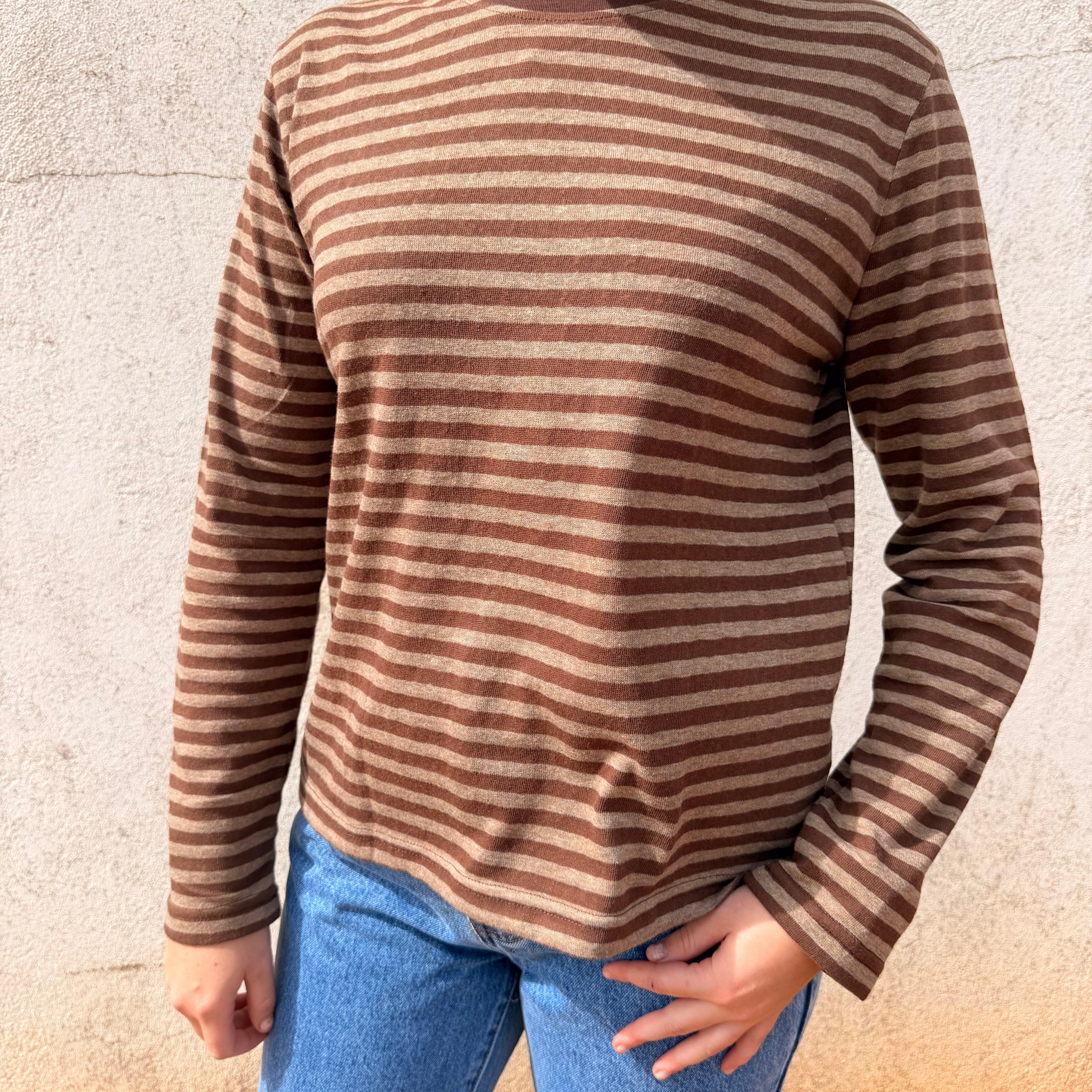Athena Stripe Long Sleeve - Chocolate-Little Lies-Lot 39 Store & Cafe