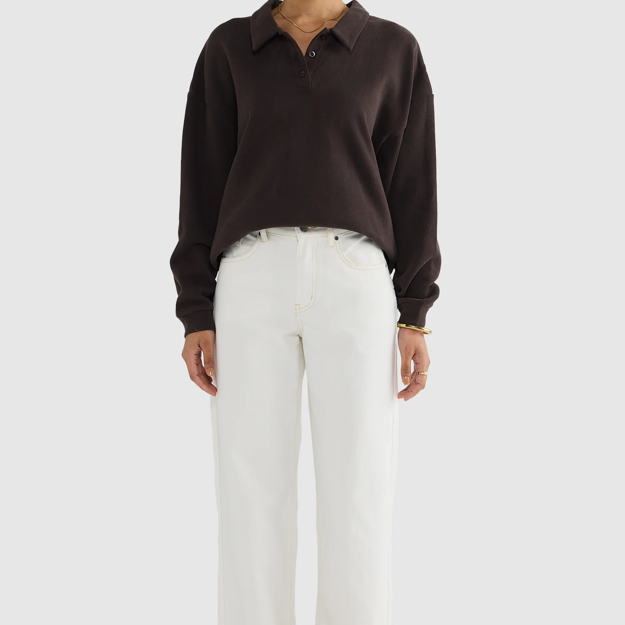 Ava Polo Sweater - Carob-ORTC-Lot 39 Store & Cafe