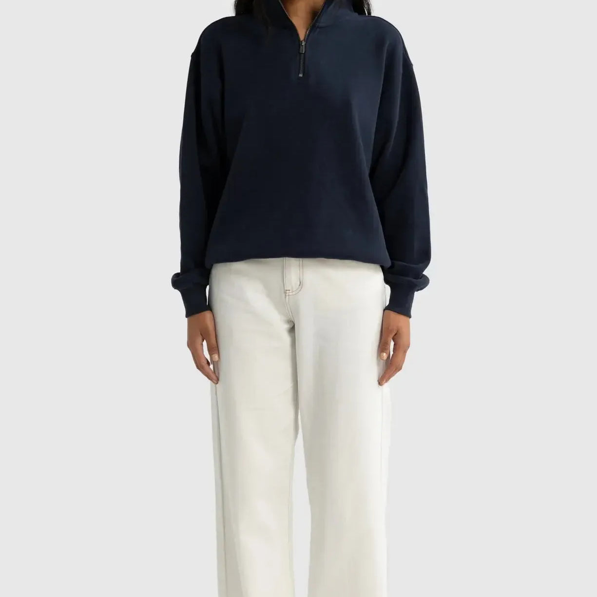 Ava Ribbed Quarter Zip - Navy-ORTC-Lot 39 Store & Cafe