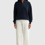 Ava Ribbed Quarter Zip - Navy-ORTC-Lot 39 Store & Cafe