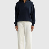 Ava Ribbed Quarter Zip - Navy-ORTC-Lot 39 Store & Cafe