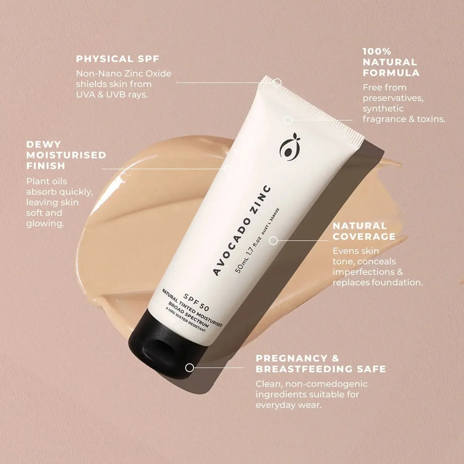 Avocado Zinc Tinted Moisturiser-Avocado Zinc-Lot 39 Store & Cafe