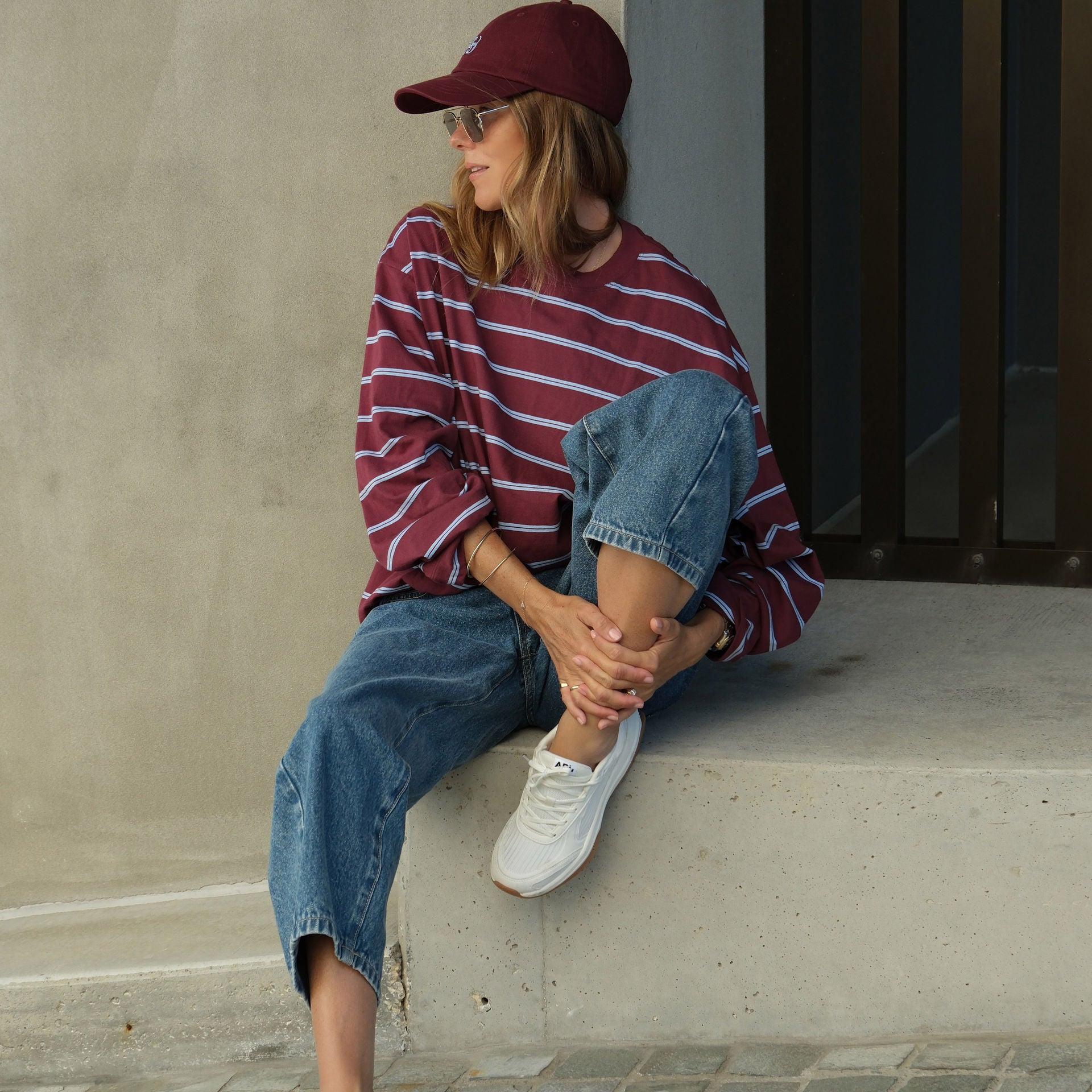 Beau Long Sleeve - Burgundy/Blue-Ceres Life-Lot 39 Store & Cafe