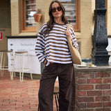 Beau Long Sleeve - Cocoa Sky Blue Stripe-Ceres Life-Lot 39 Store & Cafe