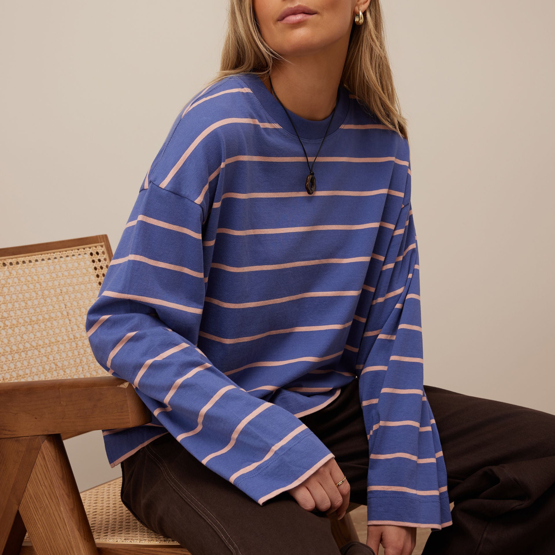 Beau Long Sleeve - Washed Navy/Pink-Ceres Life-Lot 39 Store & Cafe
