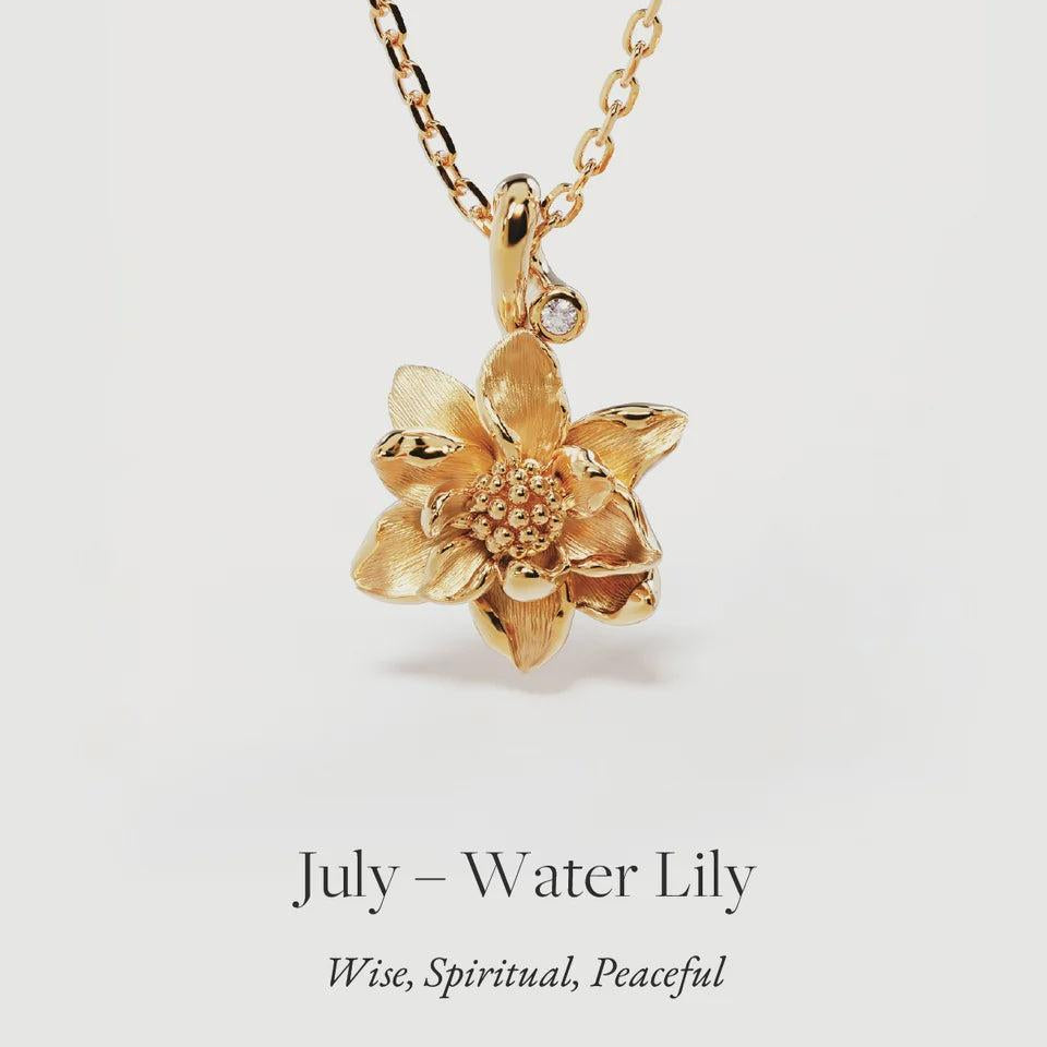 Birth Flower Necklace - Water Lily July-By Charlotte-Lot 39 Store & Cafe