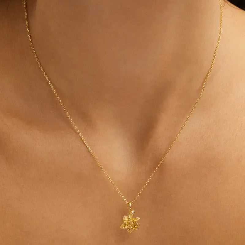 Birth Flower Necklace - Water Lily July-By Charlotte-Lot 39 Store & Cafe