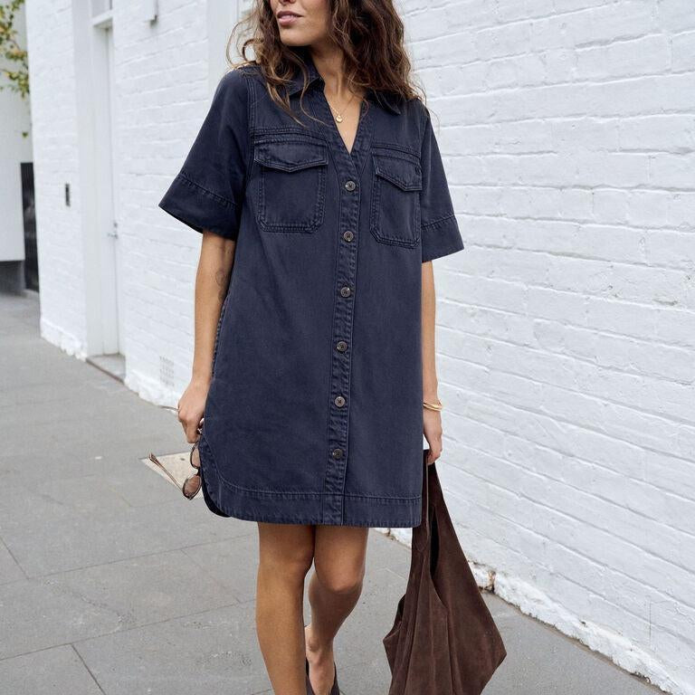Bonnie Shirt Dress - Washed Black-Ceres Life-Lot 39 Store & Cafe