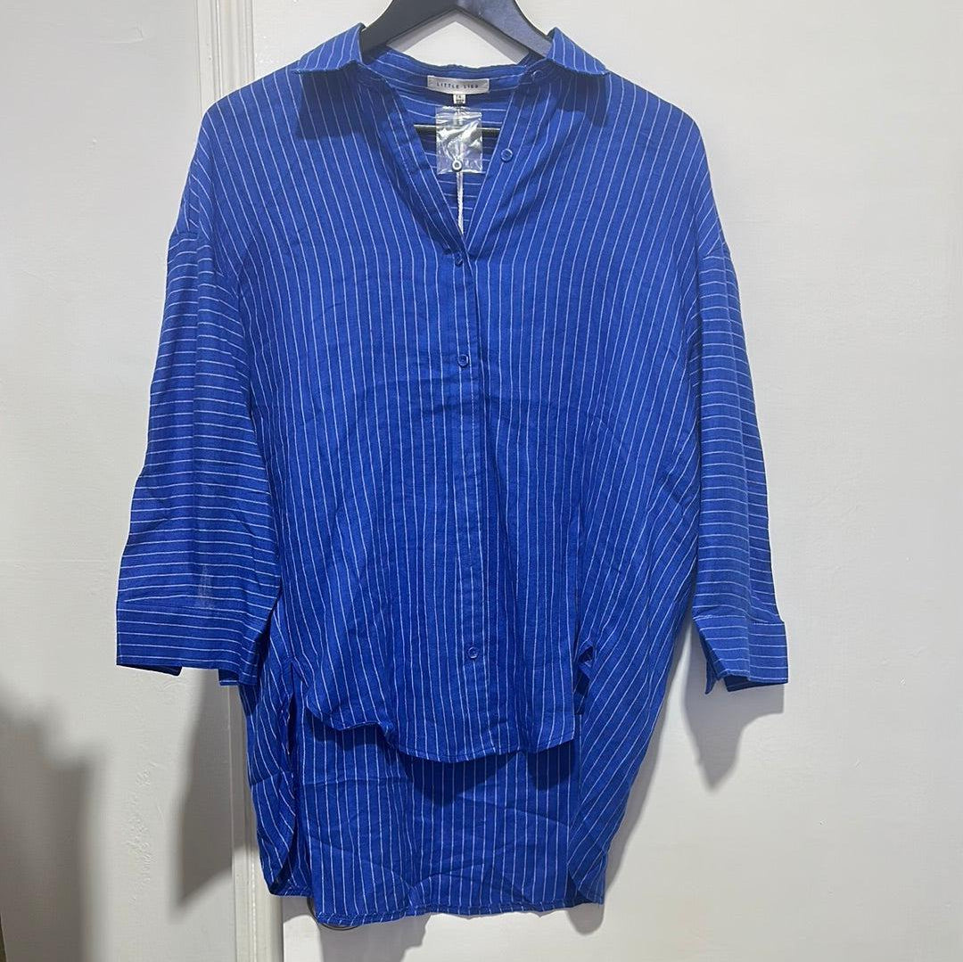 Boyfriend Linen Shirt - Blue Stripes-Little Lies-Lot 39 Store & Cafe