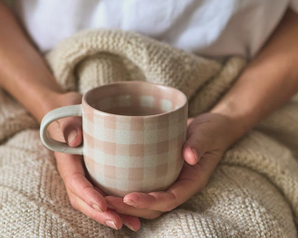 Cats Pyjamas Mug - Terracotta Check-Robert Gordon-Lot 39 Store & Cafe