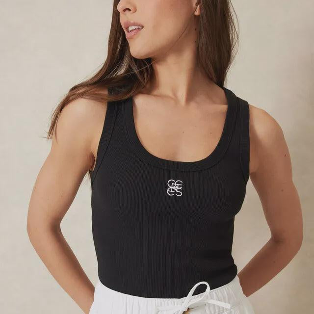 Contour Scoop Tank - Black/White Monogram-Ceres Life-Lot 39 Store & Cafe