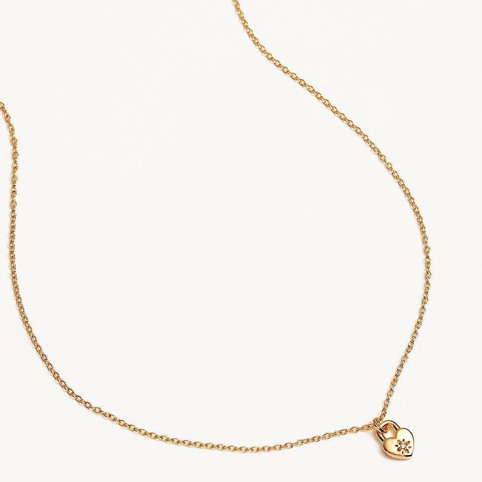 Crystal Lotus Heart Padlock Necklace-By Charlotte-Lot 39 Store & Cafe