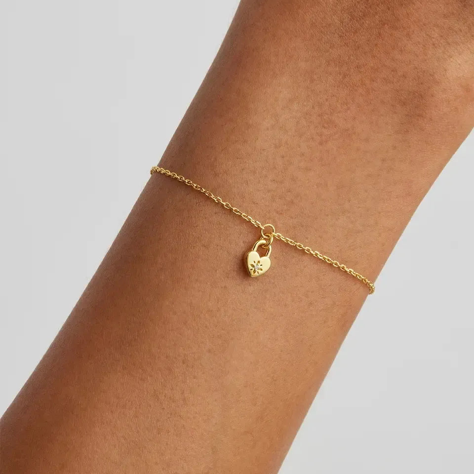 Crystral Lotus Heart Padlock Bracelet-By Charlotte-Lot 39 Store & Cafe