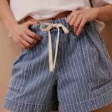 Darcy Everyday Relaxed Short - Indigo Stripe-Ceres Life-Lot 39 Store & Cafe