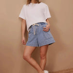 Darcy Everyday Relaxed Short - Indigo Stripe-Ceres Life-Lot 39 Store & Cafe