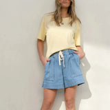 Darcy Everyday Relaxed Short - Indigo Stripe-Ceres Life-Lot 39 Store & Cafe
