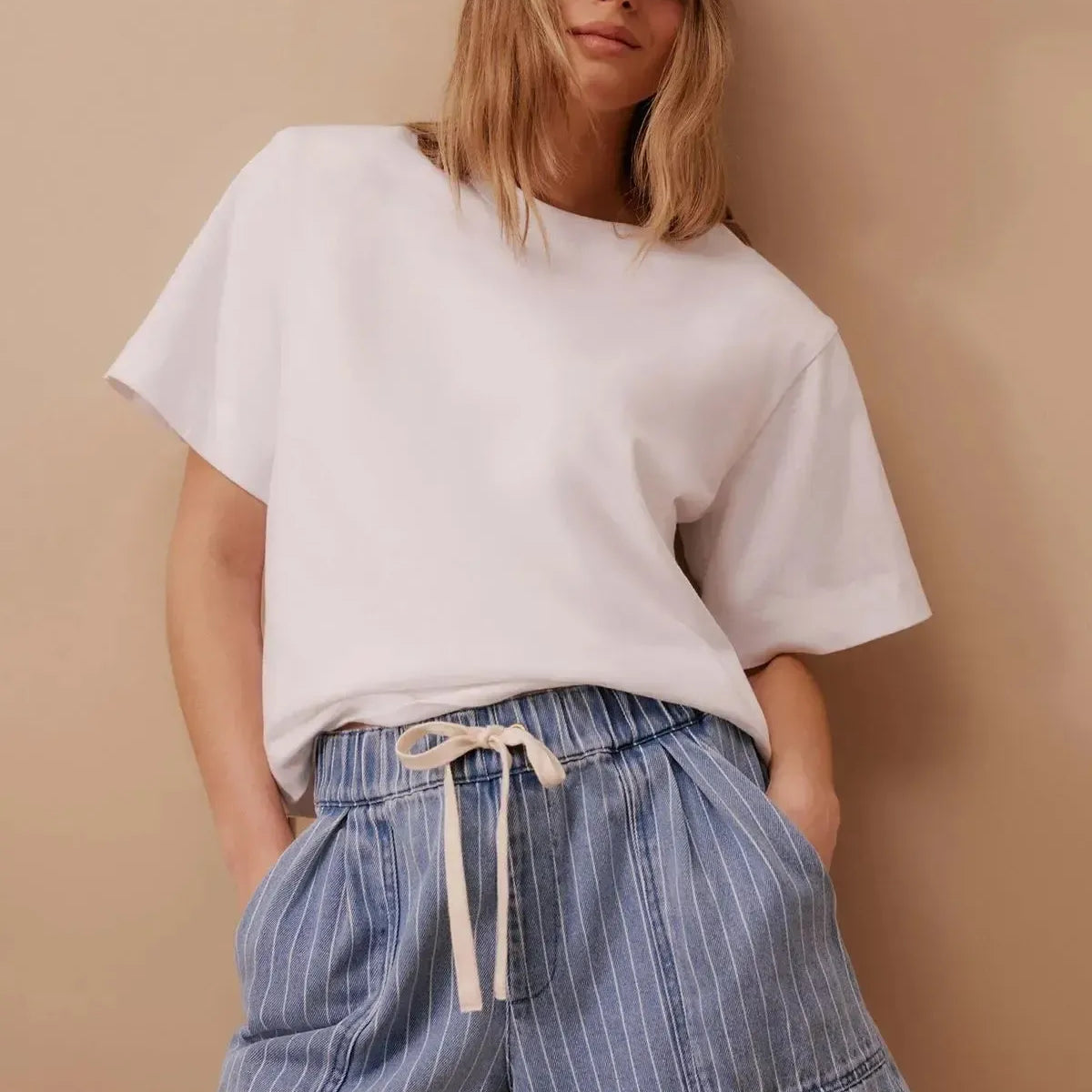 Darcy Everyday Relaxed Short - Indigo Stripe-Ceres Life-Lot 39 Store & Cafe
