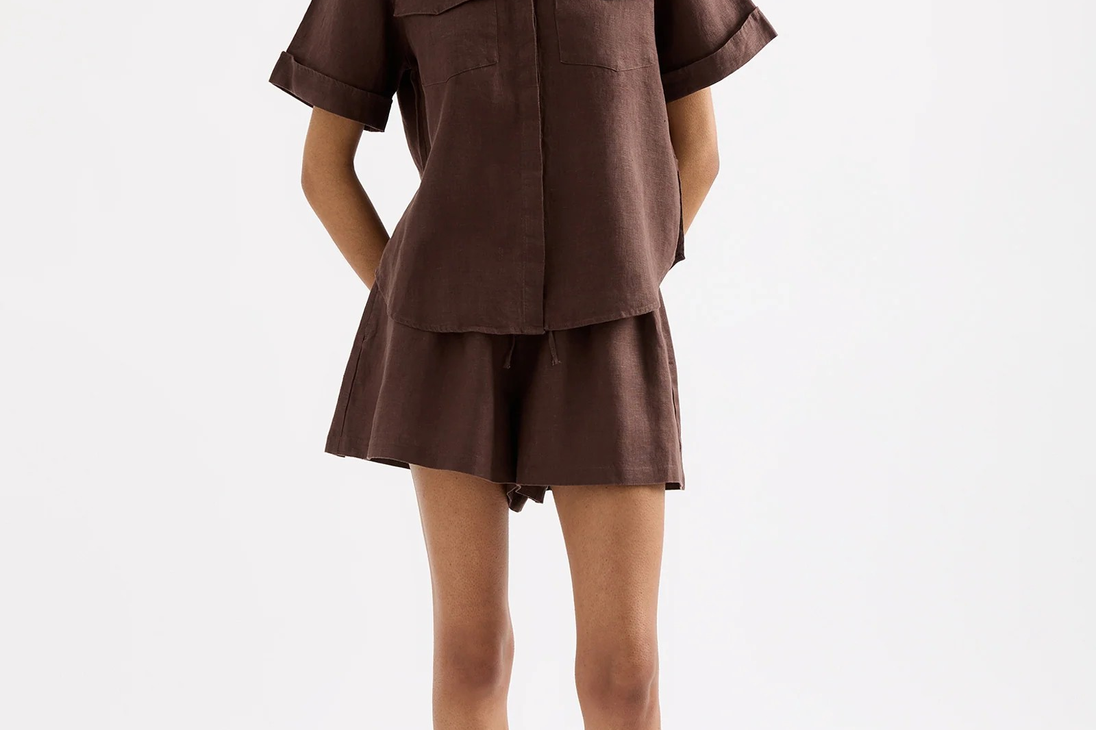 Desi Linen Short - Espresso-Nude Lucy-Lot 39 Store & Cafe