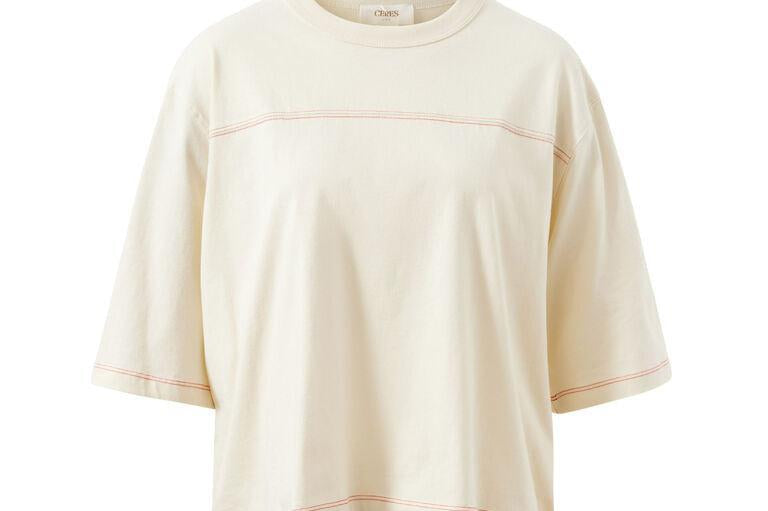 Devon Slouchy Tee - Buff/Red Stitch-Ceres Life-Lot 39 Store & Cafe