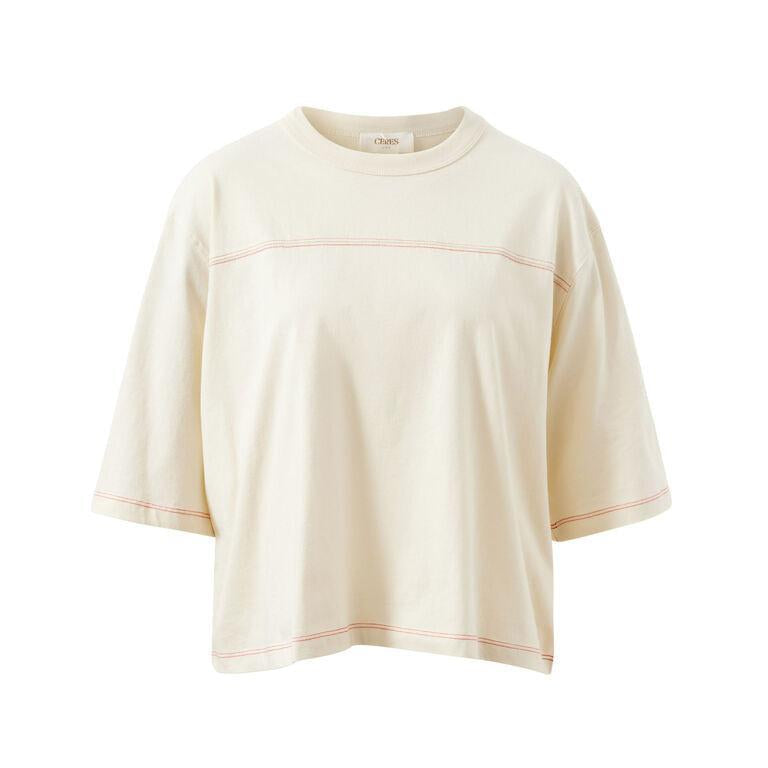 Devon Slouchy Tee - Buff/Red Stitch-Ceres Life-Lot 39 Store & Cafe