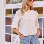 Devon Slouchy Tee - Buff/Red Stitch-Ceres Life-Lot 39 Store & Cafe