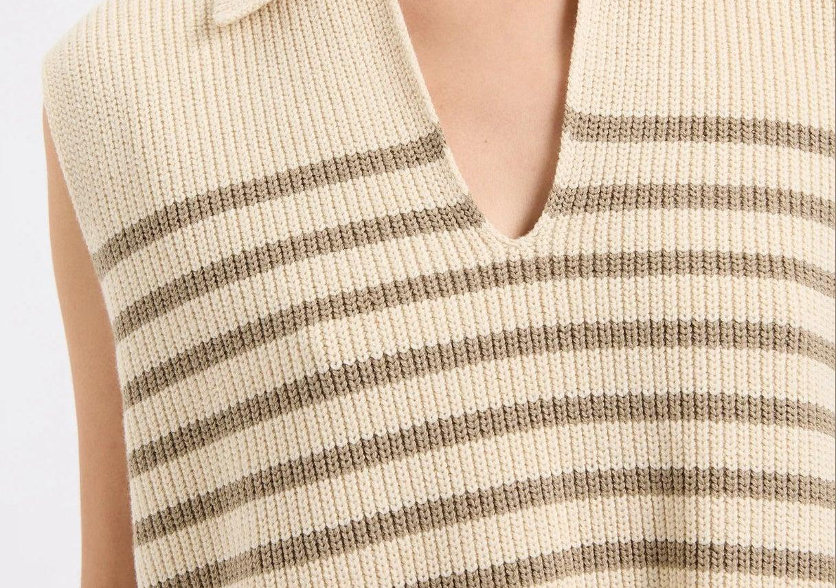 Enes Stripe Knit Vest-Nude Lucy-Lot 39 Store & Cafe
