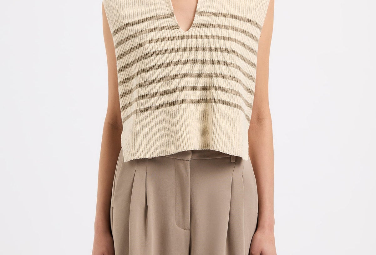 Enes Stripe Knit Vest-Nude Lucy-Lot 39 Store & Cafe