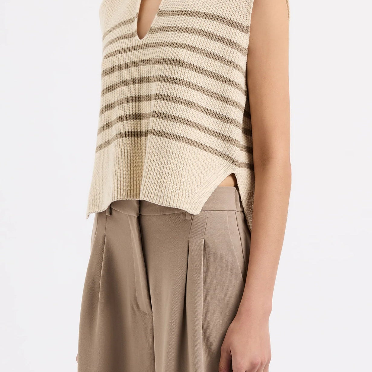 Enes Stripe Knit Vest-Nude Lucy-Lot 39 Store & Cafe