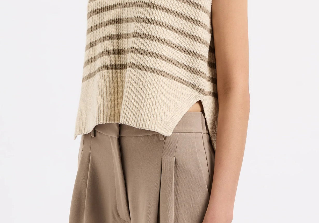 Enes Stripe Knit Vest-Nude Lucy-Lot 39 Store & Cafe