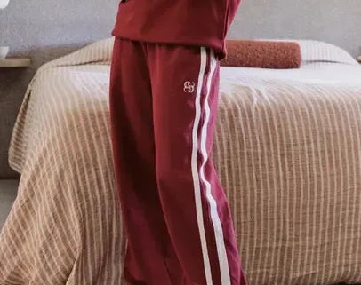 Gigi Wide Leg Trackpant - Burgundy-Ceres Life-Lot 39 Store & Cafe