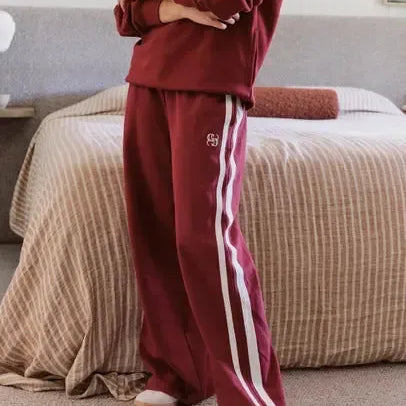 Gigi Wide Leg Trackpant - Burgundy-Ceres Life-Lot 39 Store & Cafe
