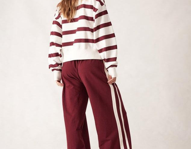 Gigi Wide Leg Trackpant - Burgundy-Ceres Life-Lot 39 Store & Cafe