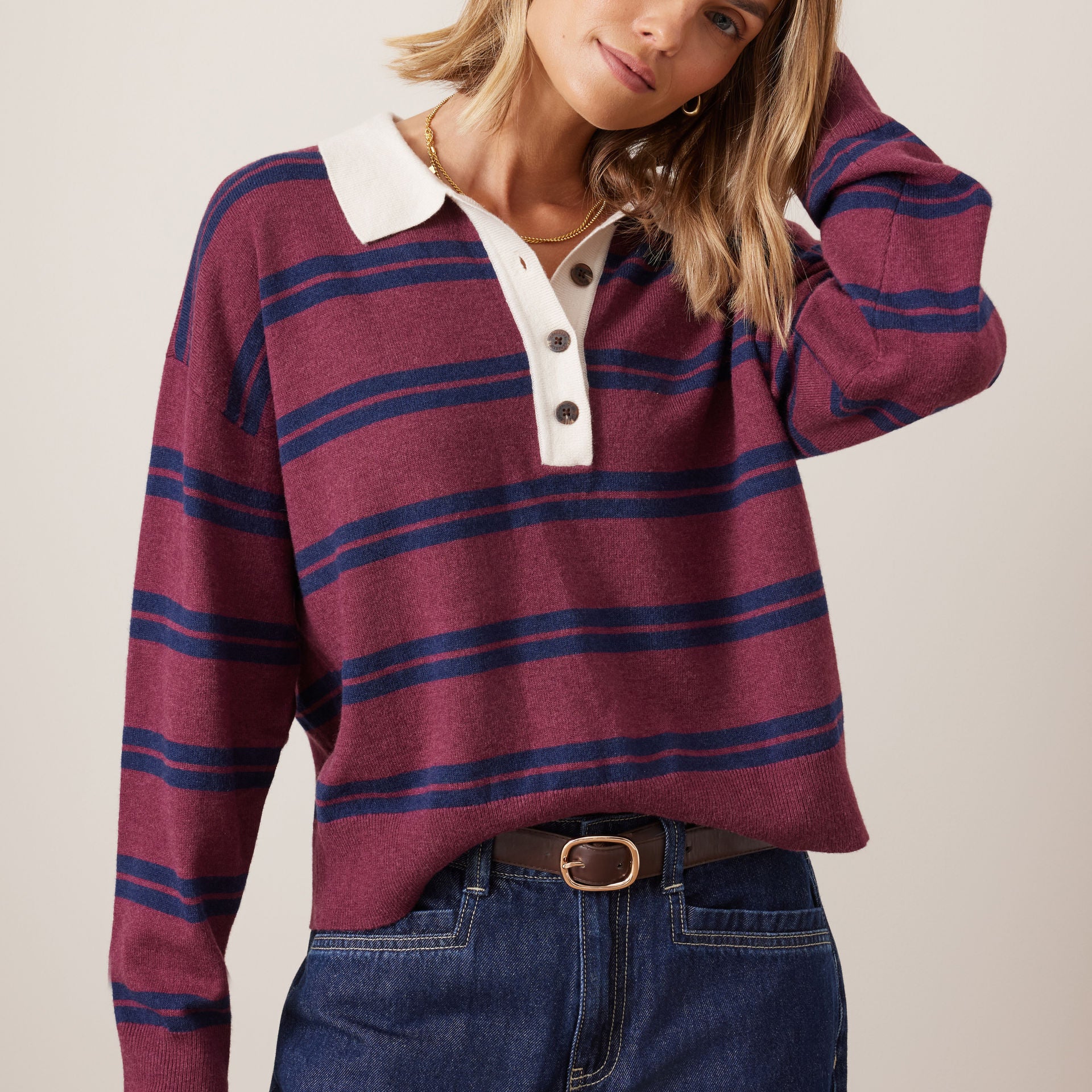 Jessa Rugby Knit - Washed Burgundy-Ceres Life-Lot 39 Store & Cafe