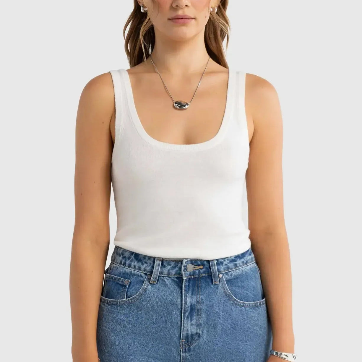 Kingston Knit Tank - White-ORTC-Lot 39 Store & Cafe