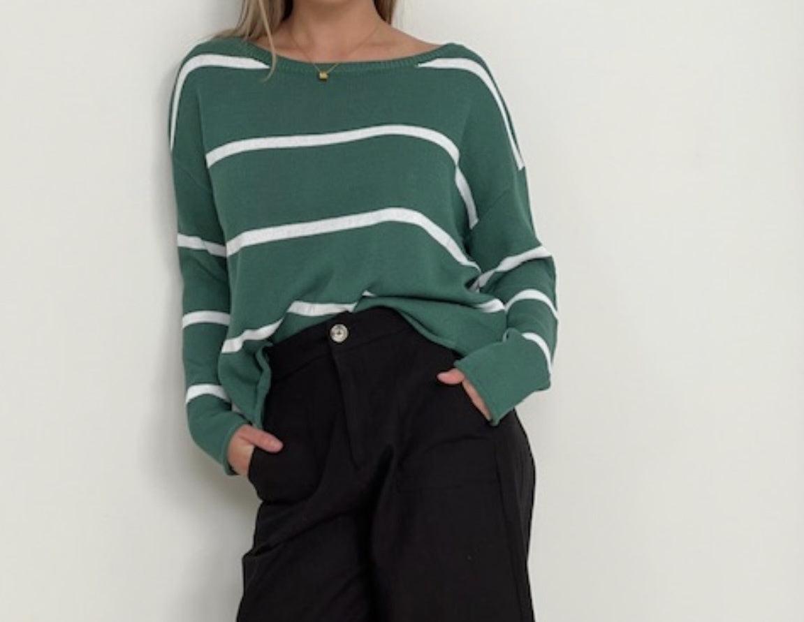 Klara Knit Stripe - Green-Little Lies-Lot 39 Store & Cafe