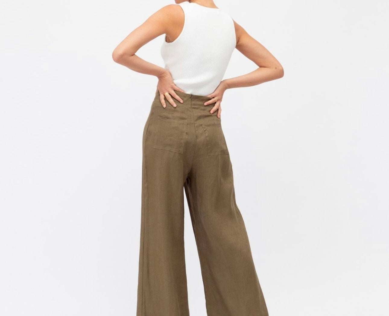 Linen Pant - Khaki-White Closet-Lot 39 Store & Cafe