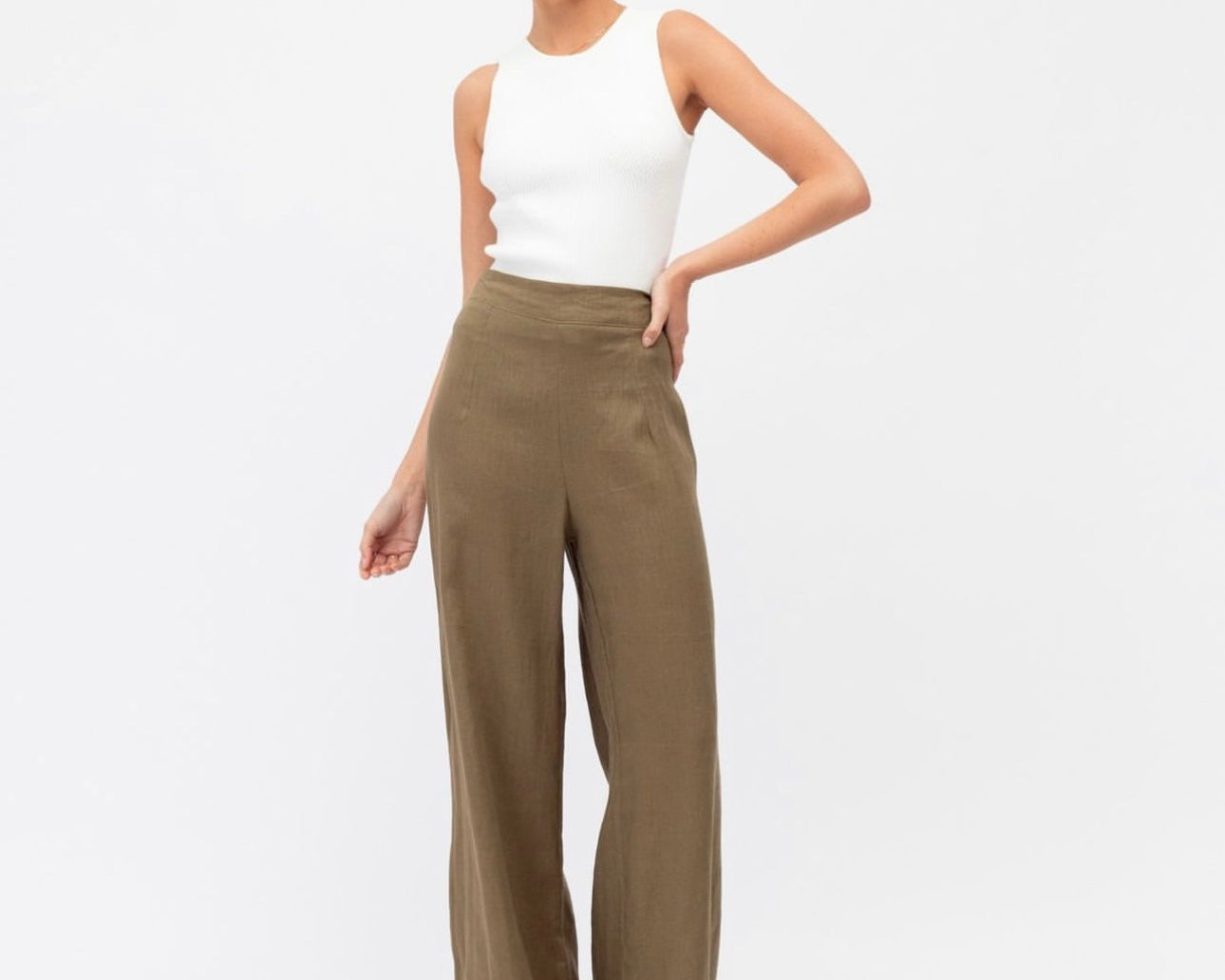 Linen Pant - Khaki-White Closet-Lot 39 Store & Cafe