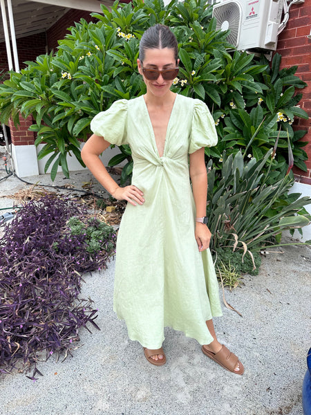 knee length dresses for ladies Women's White Linen Vacation Dress main image 0