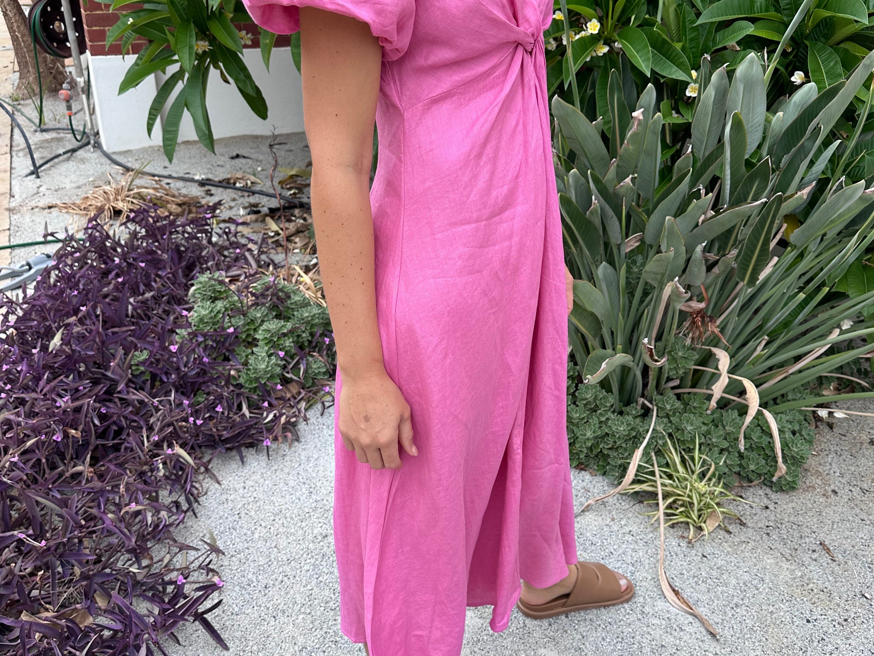 Linen Twist Dress - Pink Lot 39 Store & Cafe Linen Twist Dress - Pink Lot 39 Store & Cafe