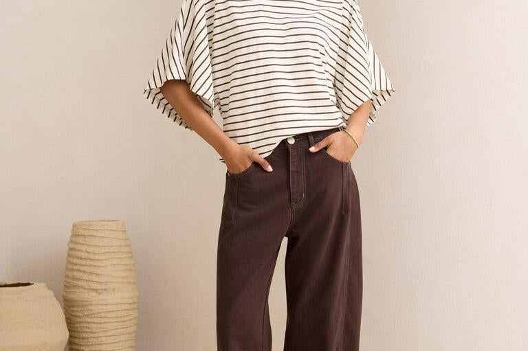 Lucy Relaxed Sleeve Tee - Milk/Brunette-Ceres Life-Lot 39 Store & Cafe