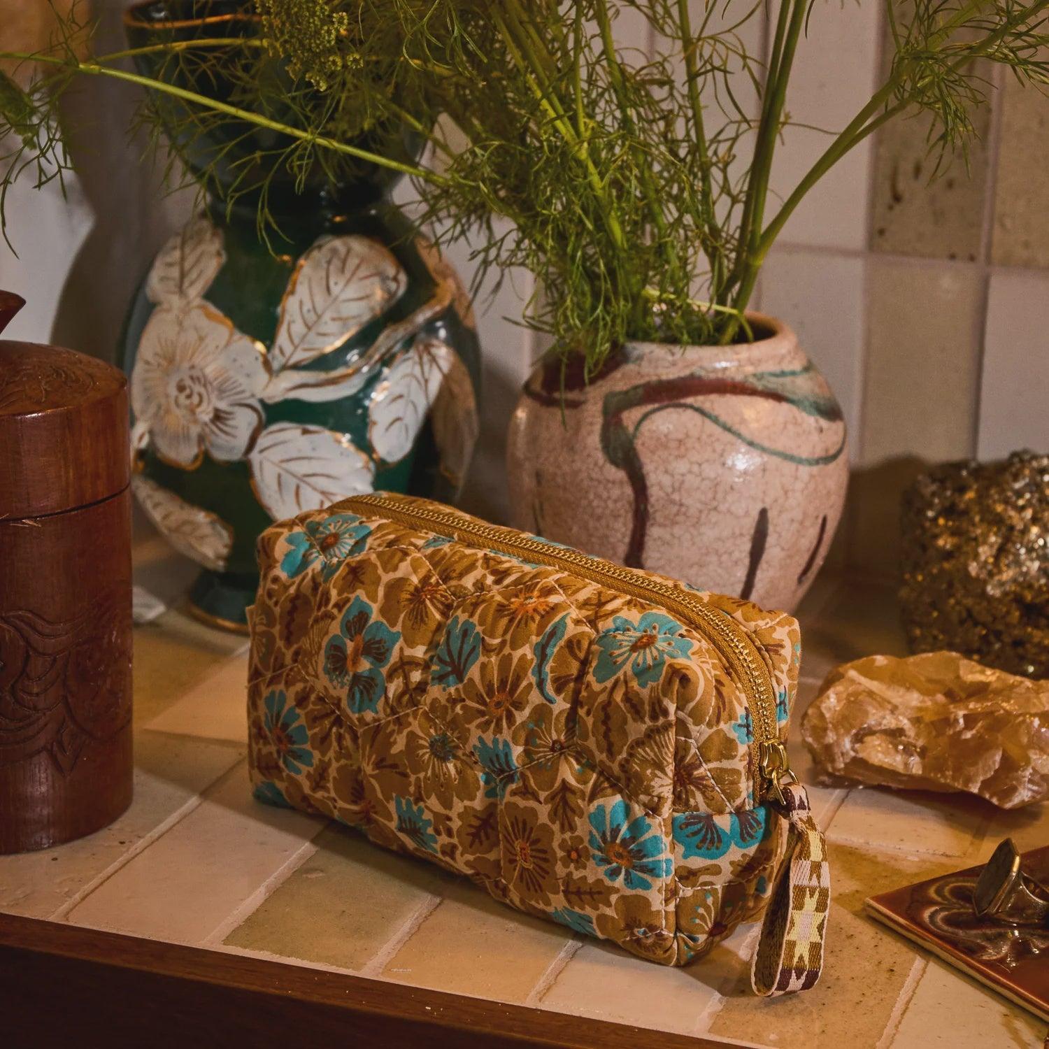 Magnolia Travel Pouch - Turquoise-Sage & Clare-Lot 39 Store & Cafe