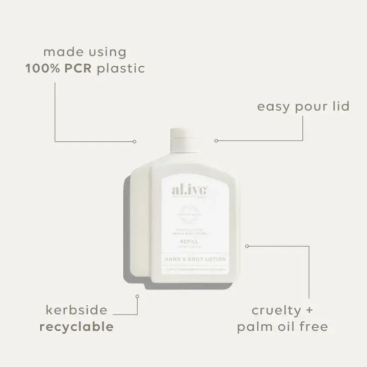 Mango & Lychee Lotion 650ml Refill-al.ive-Lot 39 Store & Cafe