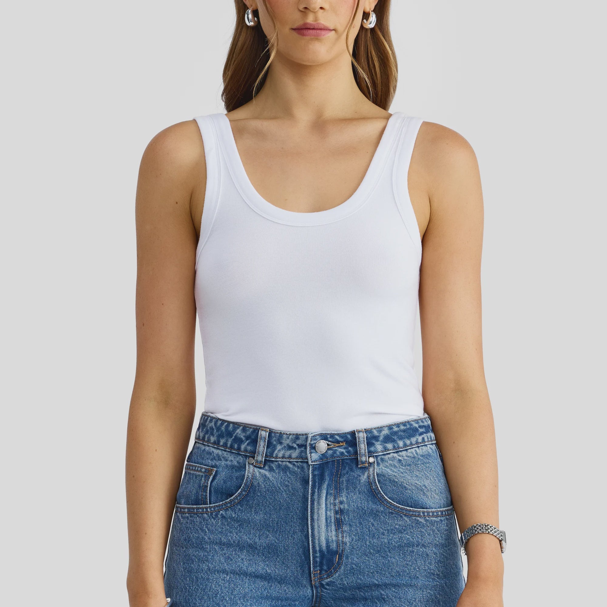 Margot Scoop Tank - White-ORTC-Lot 39 Store & Cafe