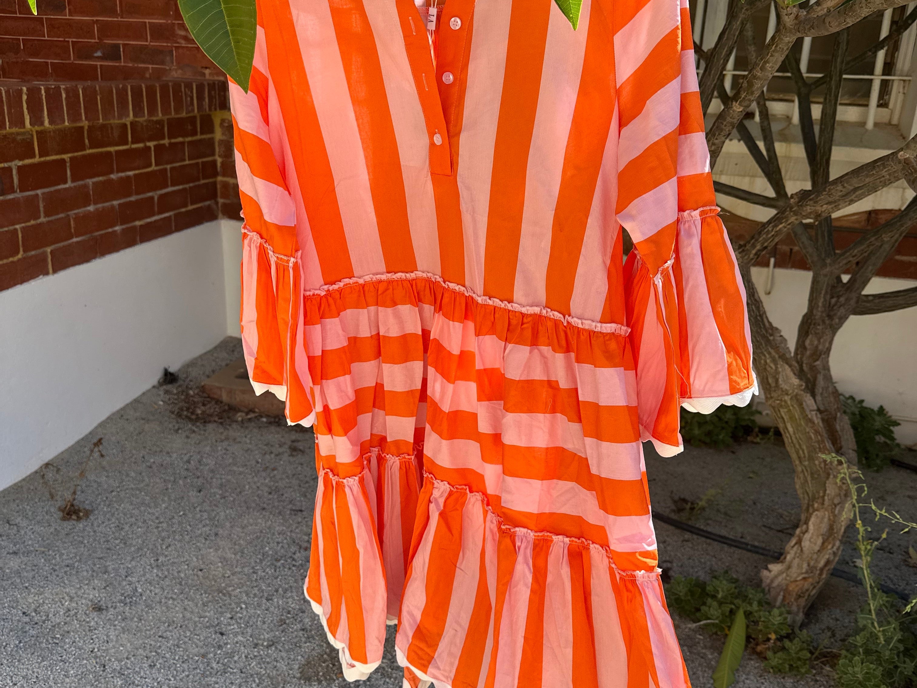 Micah Dress - Orange and Pink-Leoni-Lot 39 Store & Cafe