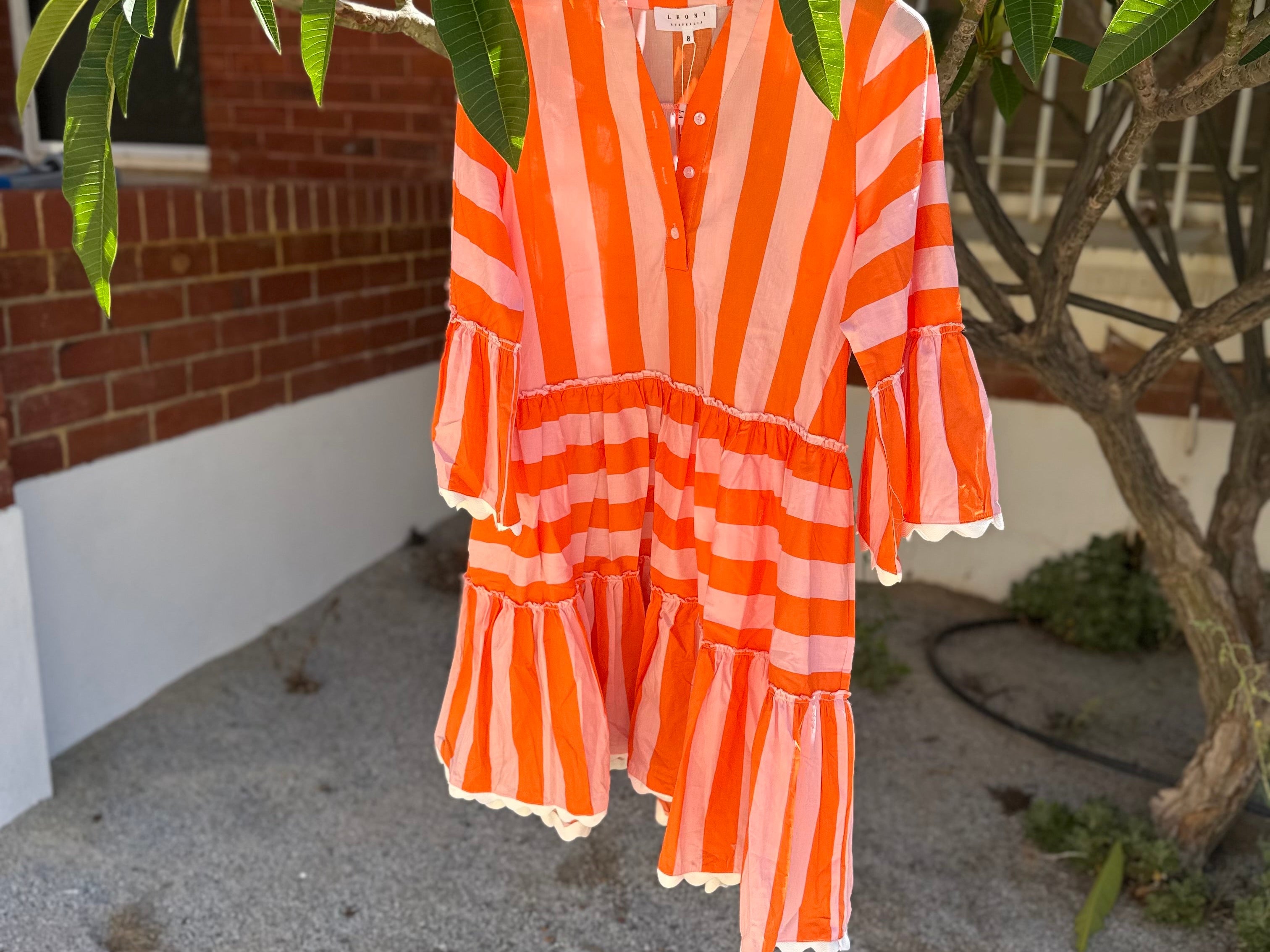 Micah Dress - Orange and Pink-Leoni-Lot 39 Store & Cafe