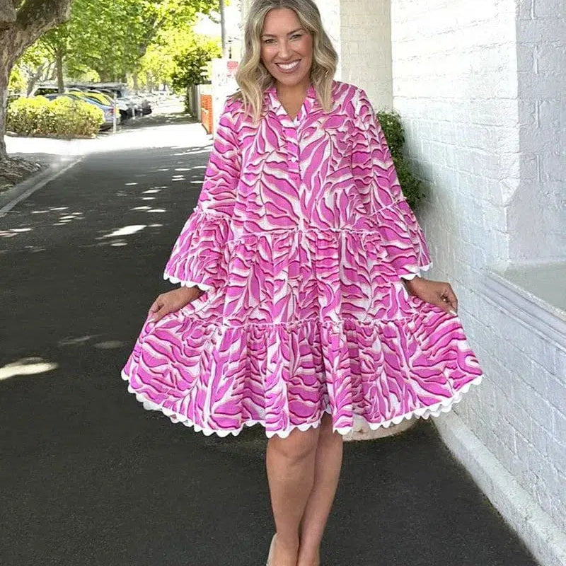 Micah Dress - Pink Print-Leoni-Lot 39 Store & Cafe